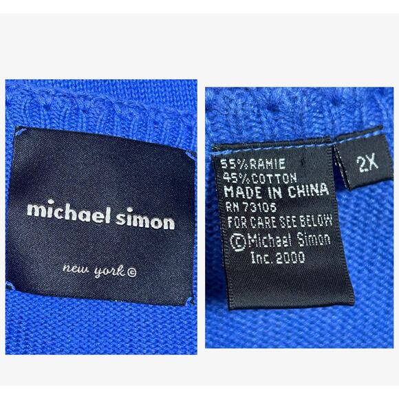 VTG Michael Simon y2k Ocean Aquarium Wearable Art Cardigan Sweater 2X Blue Fish - Picture 6 of 13